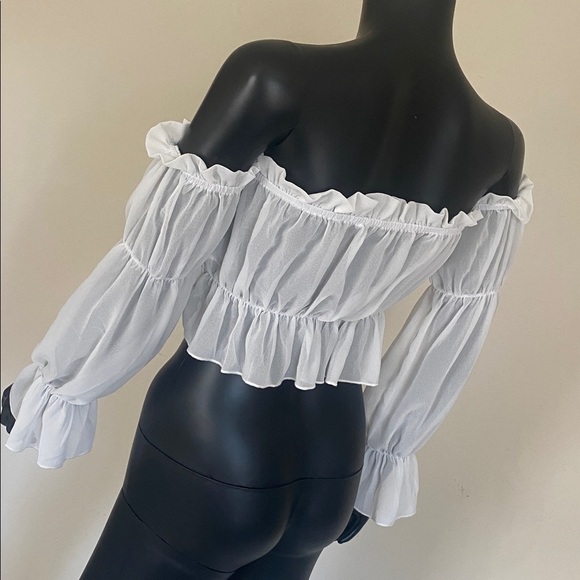 White Romantic Ruffled Blouse - Picture 7 of 10
